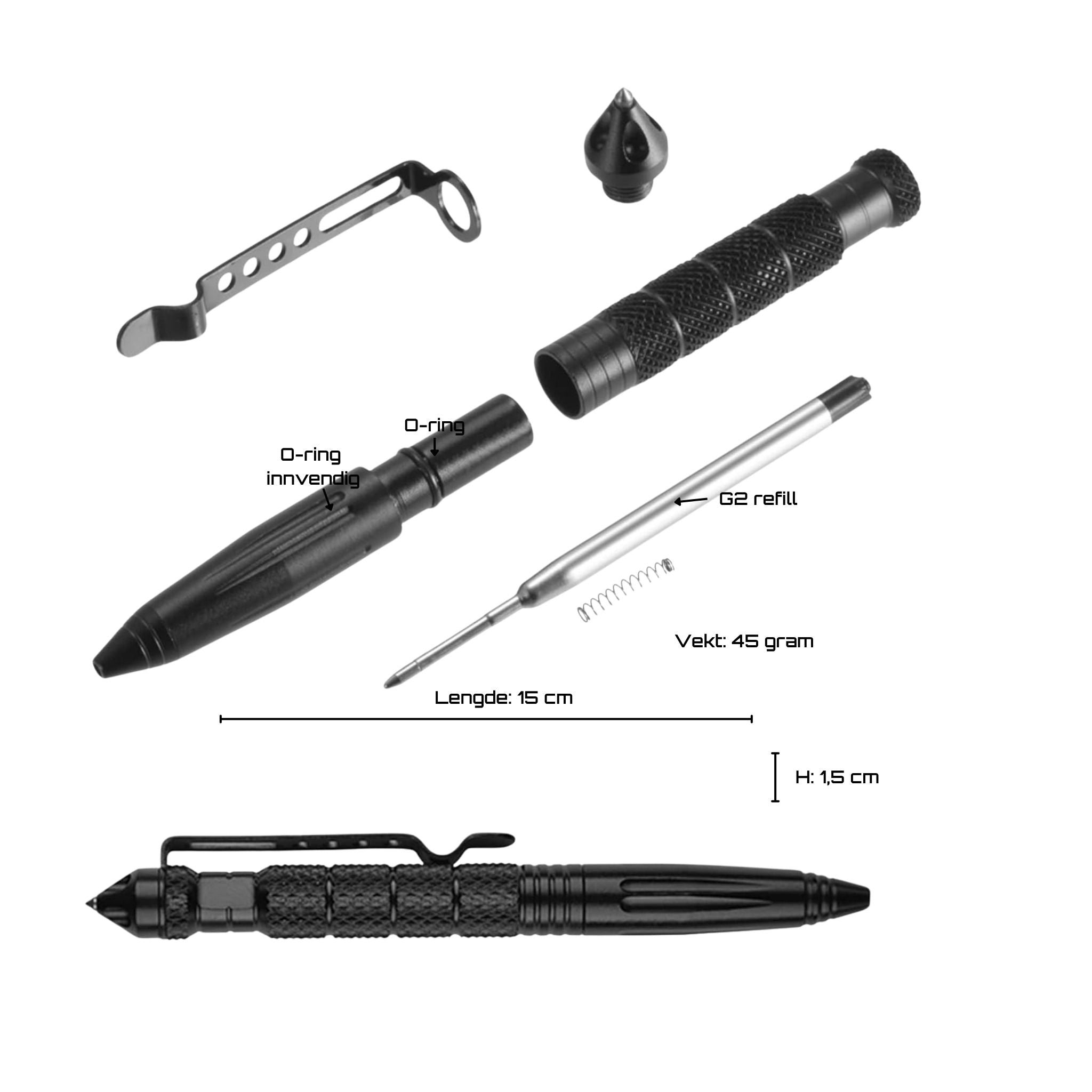 Taktisk-penn-vanntett-metall-sikkerhet-forsvar-selvforsvar-reklame-aluminium 