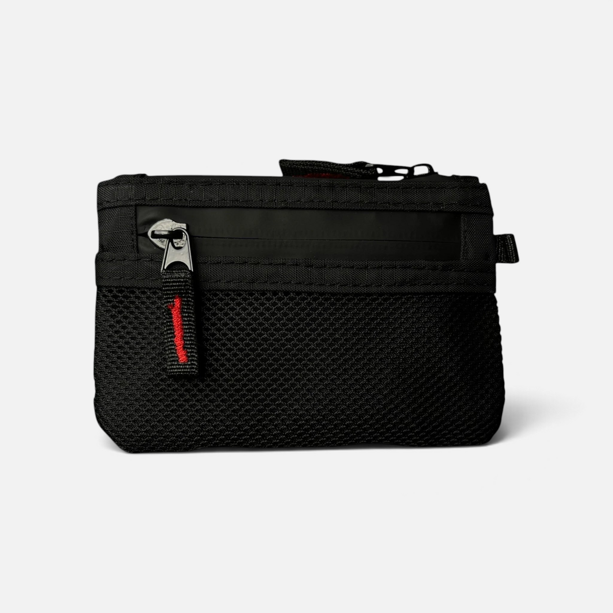 EDC lommebok med mesh-lomme og rød glidelås-tag